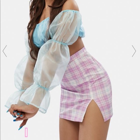 Dollskill Pink Plaid Mini Pencil Skirt - Picture 2 of 4
